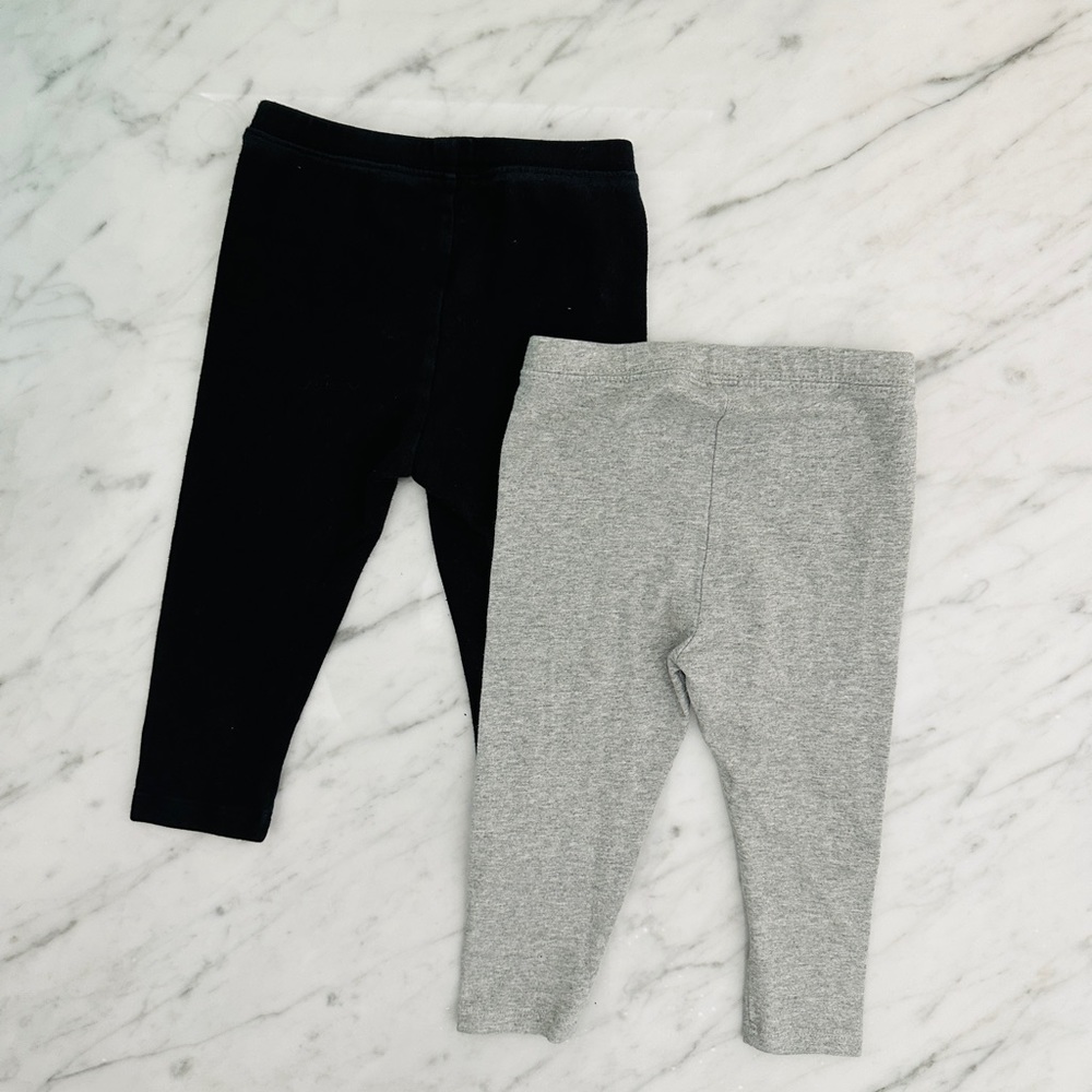 Baby Gap 2 Pair Leggings Black & Grey 18-24 Months - Picture 3 of 5